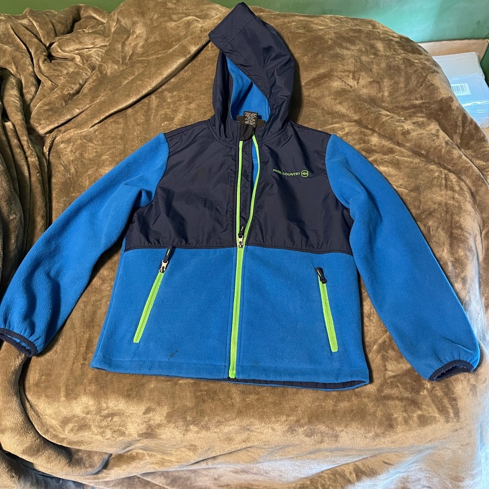 Boy’s Free Country zip up jacket, blue and green, size XL (10/12)